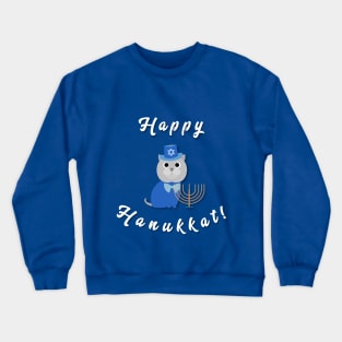 Funny Happy Hanukkat Hanukkah Cat Pet Lover Crewneck Sweatshirt
